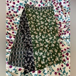 Anthropologie green mix print midi skirt